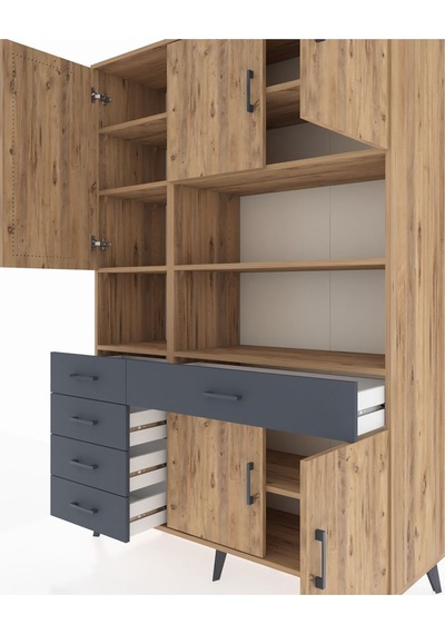Hyperion Dolap 9 Raflı 5 Çekmeceli 5 Kapaklı 132x44x195 Çam-çam/antrasit Atlas Çam/antrasıt - Atlas Çam Hyperion Dolap 9 Raflı 5 Çekmeceli 5 Kapaklı 132x44x195 Çam-çam/antrasit Atlas Çam/antrasıt - Atlas Çam