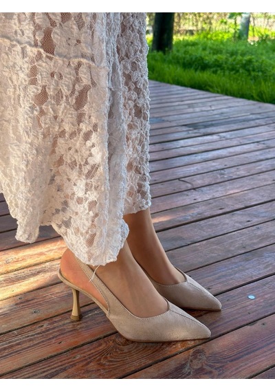 Ervanın Butiği Bej Süet Ketty Kadın Topuklu Stiletto-6051