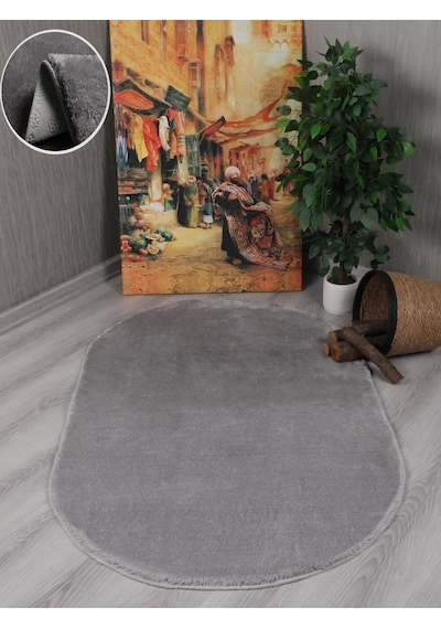 My Evilla Modern Dekoratif Kaymaz Taban Rabbit Oval Halı Yolluk 001