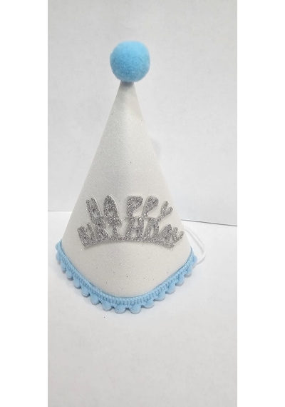 Delux Serisi Yenidoğan Hatıra Set Happy Birthday Beyaz Gümüş Keçe Bebek Şapkası Çocuk