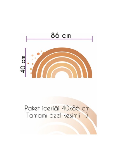 MSticker Kahve Tonlarında Gökkuşağı Ve Puantiyeler Çocuk Bebek Odası Sticker Seti