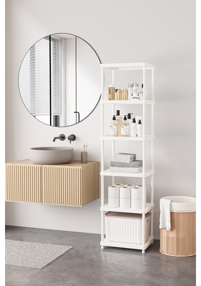 Beyaz 6 Katlı 33x40 Ekstra Geniş Düzenleyici Mutfak Banyo Ve Kiler Rafı
