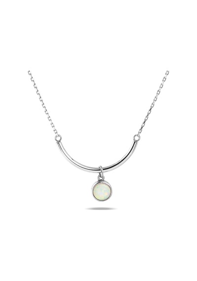 Kuyumcudukkani Zincirli"opal Taşlı"kolye-37092-w-w Beyaz