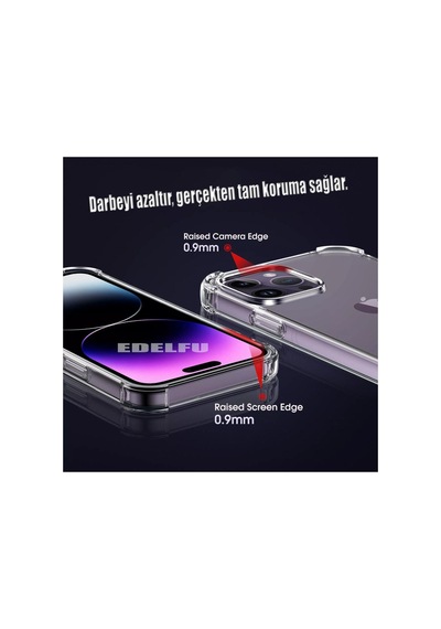 Iphone 14 Pro Uyumlu Köşeleri Airbag Tampon Silikon Darbeye Dayanıklı Şeffaf Kılıf Çok Renkli