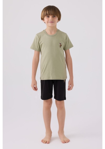 U.S. Polo Assn. U.s. Polo Assn Light Blue Haki Erkek Çocuk Bermuda Takım 5274-43527 Haki