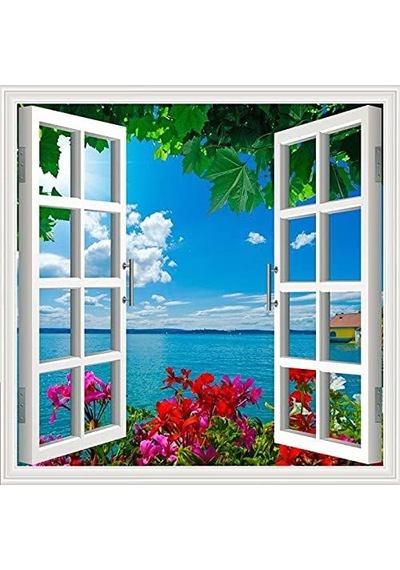 Pencere Poster Duvar Kağıdı Gül Deniz Yapışkanlı Sticker Diğer