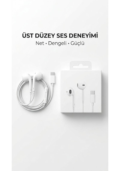Premium USB-C Kablolu Kulaklık İçi Mikrofonlu HD Ses Tüm Type-C Telefon Tablet ve Bilgisayarlarla Uyumlu Premium USB-C Kablolu Kulaklık İçi Mikrofonlu HD Ses Tüm Type-C Telefon Tablet ve Bilgisayarlarla Uyumlu
