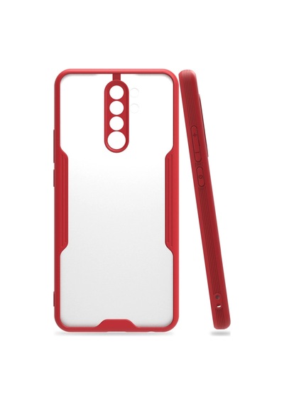 Xiaomi Redmi 9 Kılıf Platin Silikon - Kırmızı Renkli