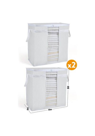 2 Adet - Pencereli Saklama Çantası 50 X 45 X 30 Cm Nefes Alabilen Kumaş Gri Diğer