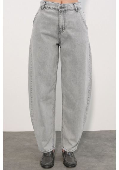 Hiccup Bdart Keten Karışımlı Düz Kesim Denim Jean Açık Gri