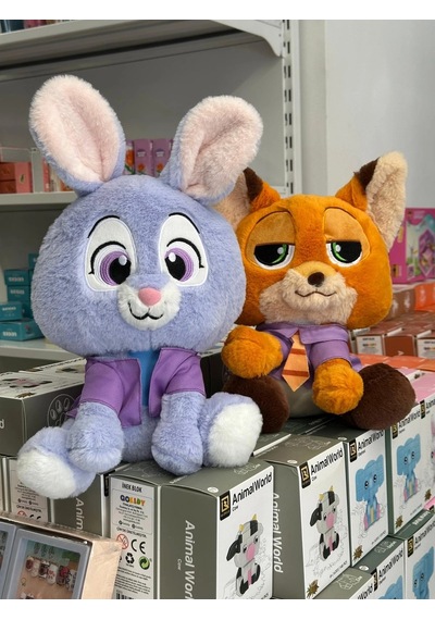 Zootropolis Karakterleri Pelüş Seti - Karizmatik Tilki Ve Sevimli Tavşan 2'li Hediye Seti Açık Bej