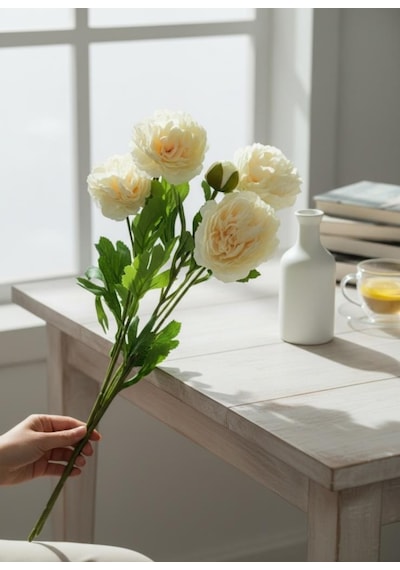 Yapay Çiçek Şakayık Çiçeği Soft Pembe Renk 2 Çiçek 1 Tomurcuk 50cm Pembe