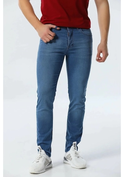 Vikingsjeans Erkek Mavi Slim Fit Likralı Esnek Jean Kot Pantolon Mavi