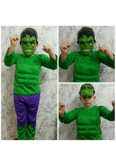 Avengers Hulk Yeşil Dev Çocuk Kostümü Maske