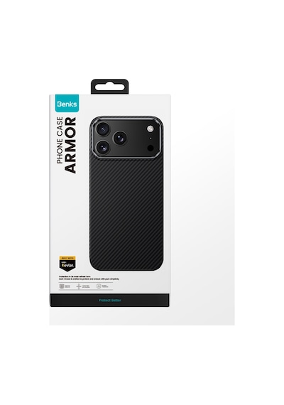 Apple Uyumlu iPhone 17 Pro Kılıf Benks M-safe Şarj Metal Kamera Çerçeveli Armorair 600d Kevlar Fiber Siyah