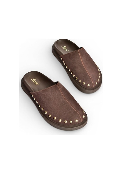 Fox Shoes Y918132902 Kahverengi Süet Önü Kapalı Sabo Terlik