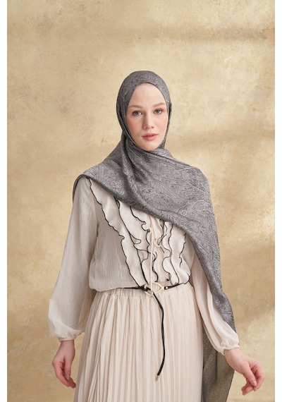 Armanda Jose Jakar Ethnic Desen Şal- 3303 Füme