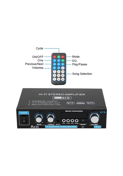 Ak45/ak35 800 W Ev Güç Amplifikatörü 2 Kanal Bluetooth 5.0 Mini Hifi Dijital Ak 35 Eu Plug