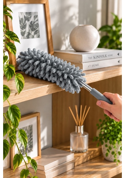Mikrofiber Makarna Mop Toz Alma Paspası Tüy Toplayıcı Çok Amaçlı Temizlik Mopu 43317900