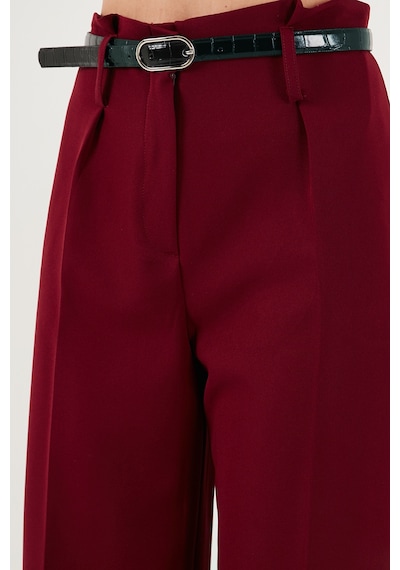Lela Wide Leg Yüksek Bel Geniş Paça Palazzo Bayan Pantolon 65271262 Bordo