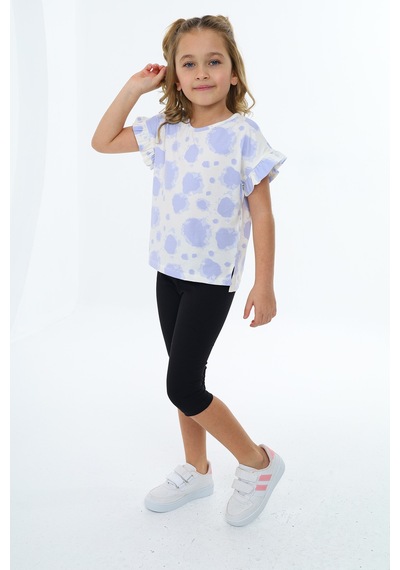 Toontoy Kids Toontoy Kız Çocuk Batikli Kaprili Takım Mavi