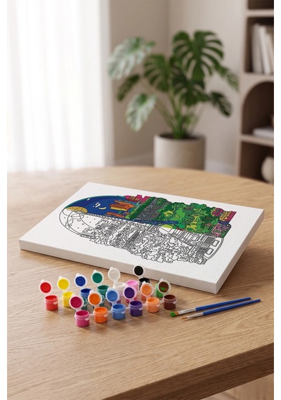 Eyfel Kulesi Desenli Mandala Tuval Boyama Seti 40x50 Cm