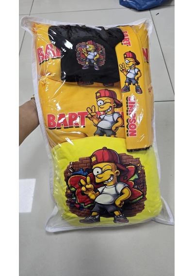 Sarı Simpson Süper Set Dörtlü Servis Kılıfı + İkili Yastık Ve Kemer Kılıfı +vites Poları 64132430