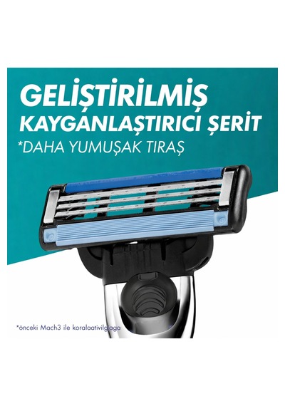 Gillette Mach3 Turbo 3d Tıraş Makinesi, 1 Sap + 1 Yedek Bıçak, 3 Bıçaklı