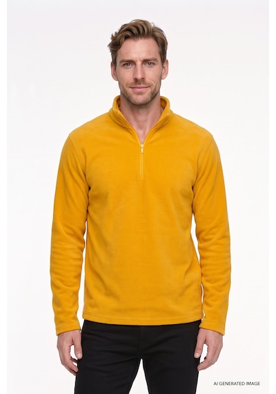 AC&Co / Altınyıldız Classics Erkek Sarı Anti-pilling Tüylenme Yapmayan Standart Fit Dik Yaka Polar Sweatshirt Sarı