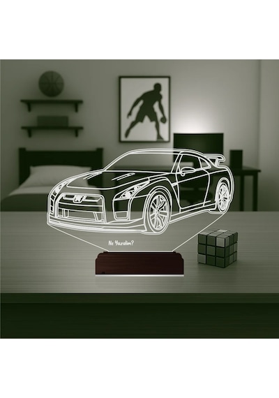 Luvivia Spor Araba Honda Gtr Otomobil Kişiye Özel 3d Lamba - Masa Gece Lambası Şeffaf