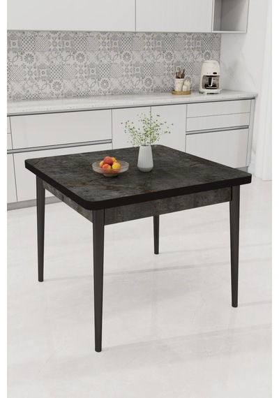 Renlife Küçük Mutfak Yemek Masası 70x70 Kare Metal Ayaklı Modern Masa Antrasit Gri Renlife Küçük Mutfak Yemek Masası 70x70 Kare Metal Ayaklı Modern Masa Antrasit Gri