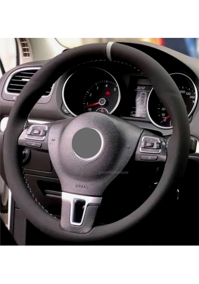 Vw Golf 4 Uyumlu Dikmeli Direksiyon Kılıfı Alkantra Gri Yüzüklü