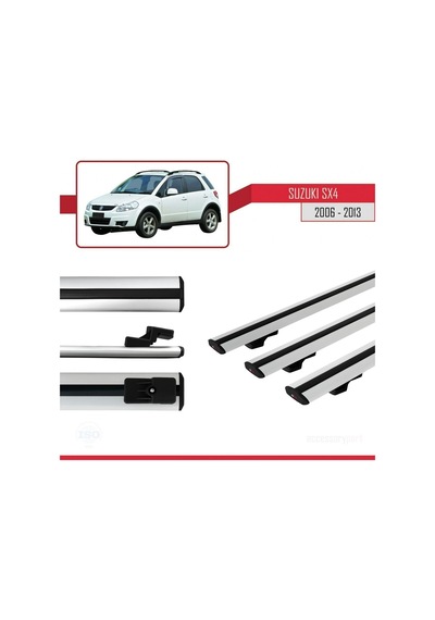 Suzuki Sx4 2006-2013 Arası İle Uyumlu Basic Model Ara Atkı Tavan Barı Gri 3 Adet