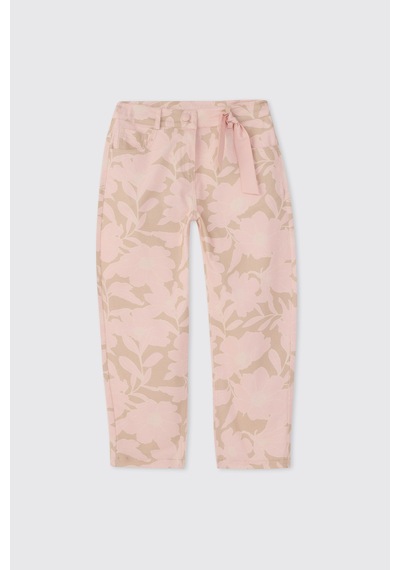 Panço Kız Çocuk Desenli Pembe Pantolon 2611GK04003