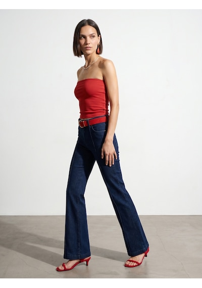 Dilvin 21218 Straplez Top-kırmızı