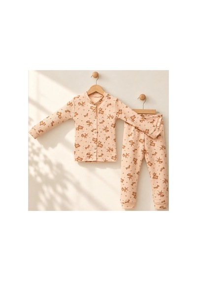 Cerenbebe Kız Çocuk Pijama Takımı Ceylan Desenli Yavruağzı Cerenbebe Kız Çocuk Pijama Takımı Ceylan Desenli Yavruağzı