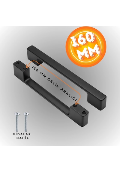 Köprü Kulp Dolap Çekmece Kulbu Metal Kulp 160 Mm Siyah