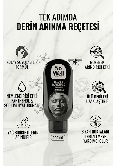 So Well Black Mask Soyulabilen Siyah Maske 100 Ml 2 Adet