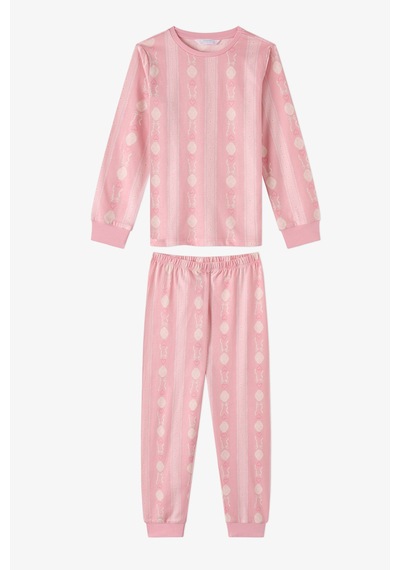 Penti Kız Çocuk Pembe Whisper Bows Pamuklu Uzun Kollu 2li Pijama Takımı