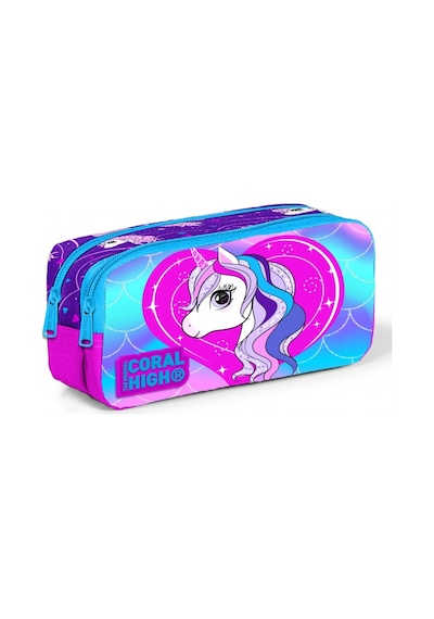 Coral High Unicorn Baskılı İki Bölmeli Kalem Çantası - Kız Çocuk