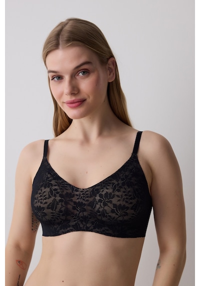 Penti Tattoo Effect Lace Invisible Bonding Siyah Sütyen
