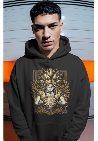 Sevbano Son Goku Dragon Ball Anime Sırt Baskılı Unisex Oversize Premium H Siyah