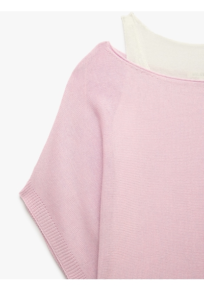 Koton Slim Fit Kayık Yaka Uzun Kollu İkili Triko Kazak Pembe 7wal90145ıt Gülkurusu