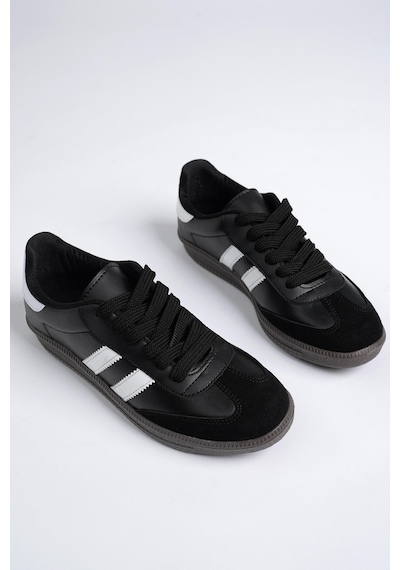 Muggo Gordon Unisex Ortopedik Günlük Bağcıklı Sneaker Spor Ayakkabı - Siyah