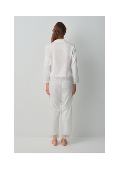 Suwen Bride Gömlek Yaka Pijama Takımı Wsh10510072036 Ekru