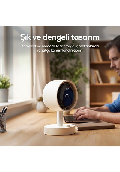 Xenon Smart Taşınabilir Masaüstü Fanı / 100 Kademe Otomatik Salınım Dijital Ekran 2000mah Usb-c X6114