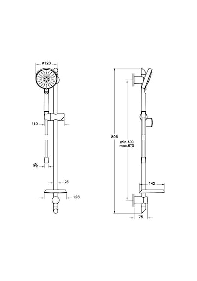 Artema Master Slot A45691 3F Sürgülü El Duşu Takımı, Krom