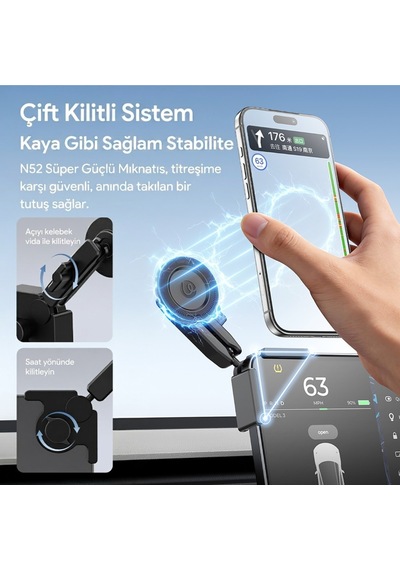 Ulanzi Sk28 Manyetik Araç Telefon Tutucu Tesla Model 3 Y S X Uyumlu - S012 Siyah