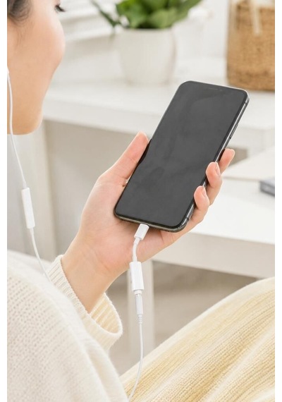 Kablo Ucu Mobil Parça Müzik Aparatı Kulaklık DönüştürücüApple iPhone Uyumlu 7 Aux Jbc100 Beyaz