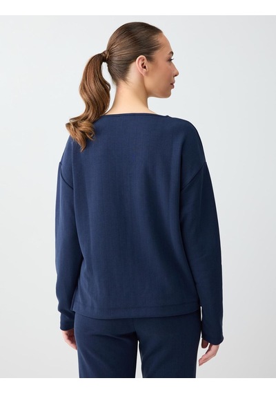Jimmy Key Jimmy Key Lacivert V Yaka Uzun Kollu Modal Örme Sweatshirt 6sw235555494
